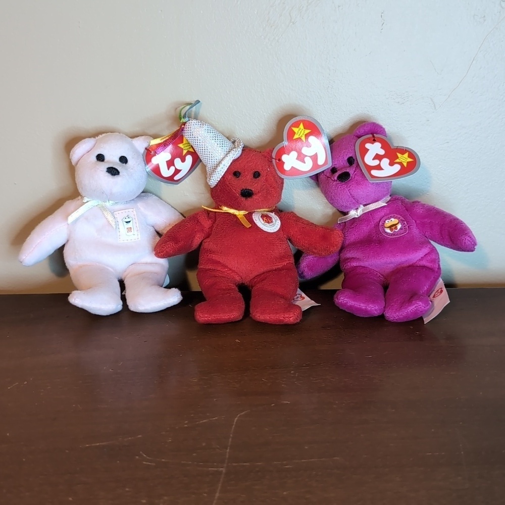 NWT Vintage McDonald's Ty Teenie Beanie Babies Bundle of (3) Mini Beanie Babies